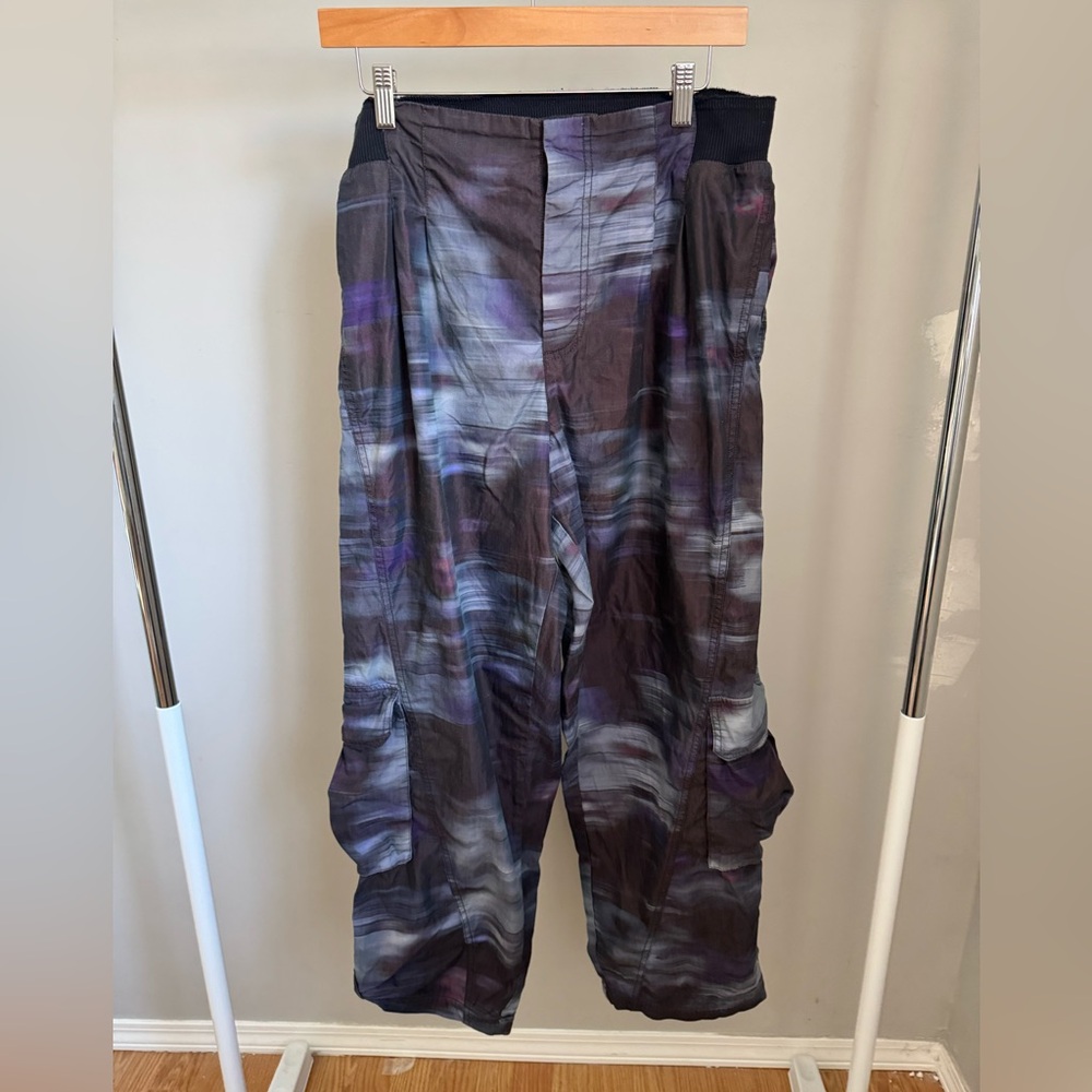 FP Movement by Free People Abstract Marble-Print Harem Pants in Purple & Gray